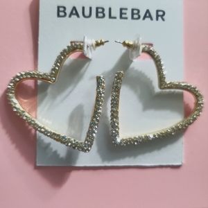 BaubleBar Heart Rhinestone-embellished Hoops